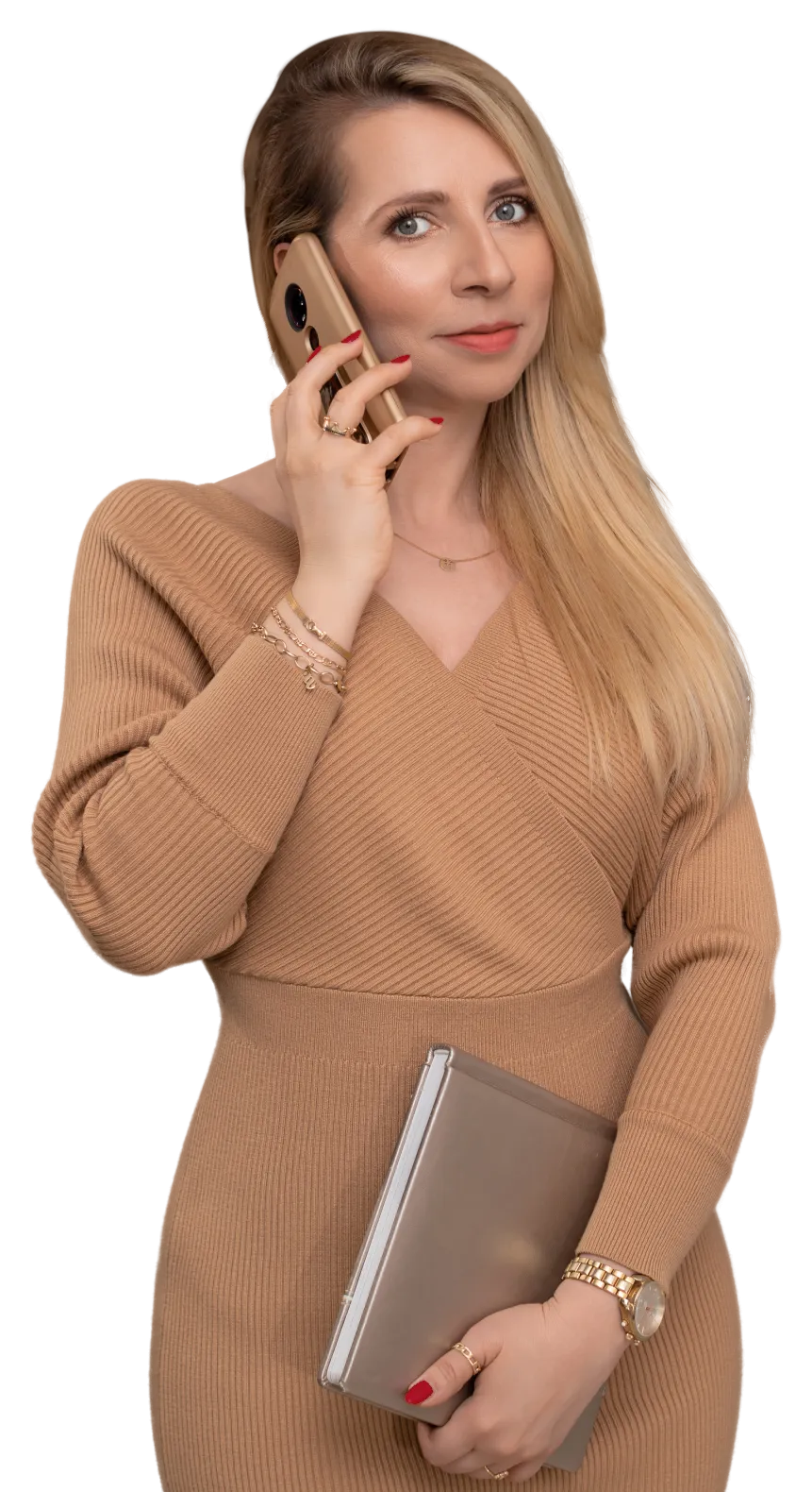 Marta Arendt podczas rozmowy telefonicznej